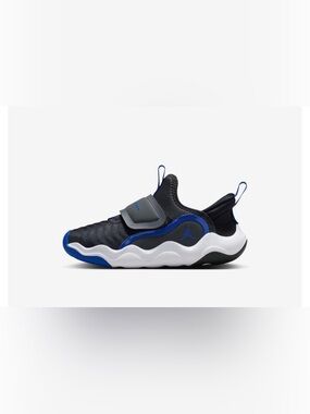 Jordan Kids Black and Royal Blue Slip-On Sneakers 2Y